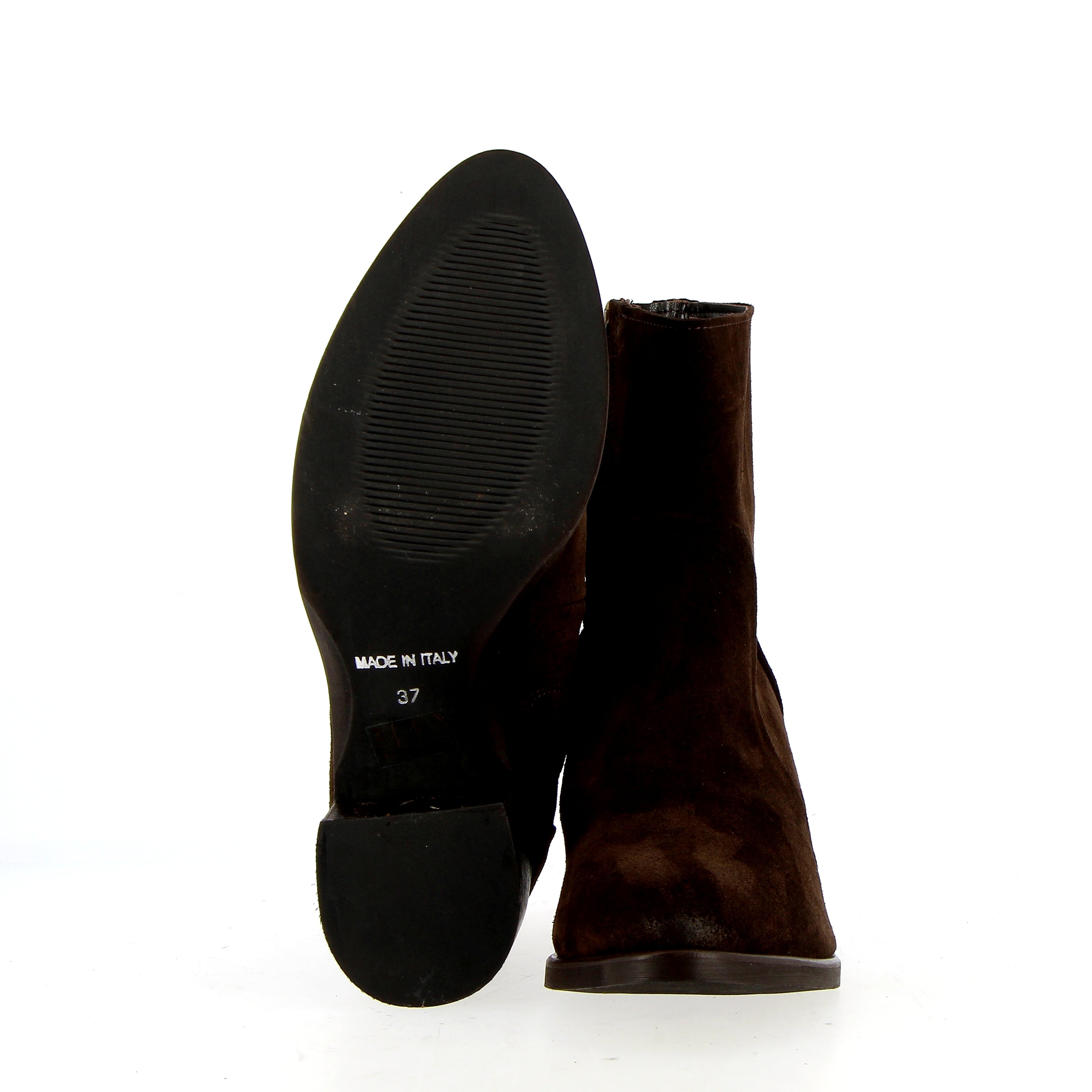 Dark brown suede ankle boot
