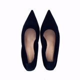 Pucker pump in camoscio blu sfoderato