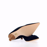 Pucker pump in camoscio blu sfoderato