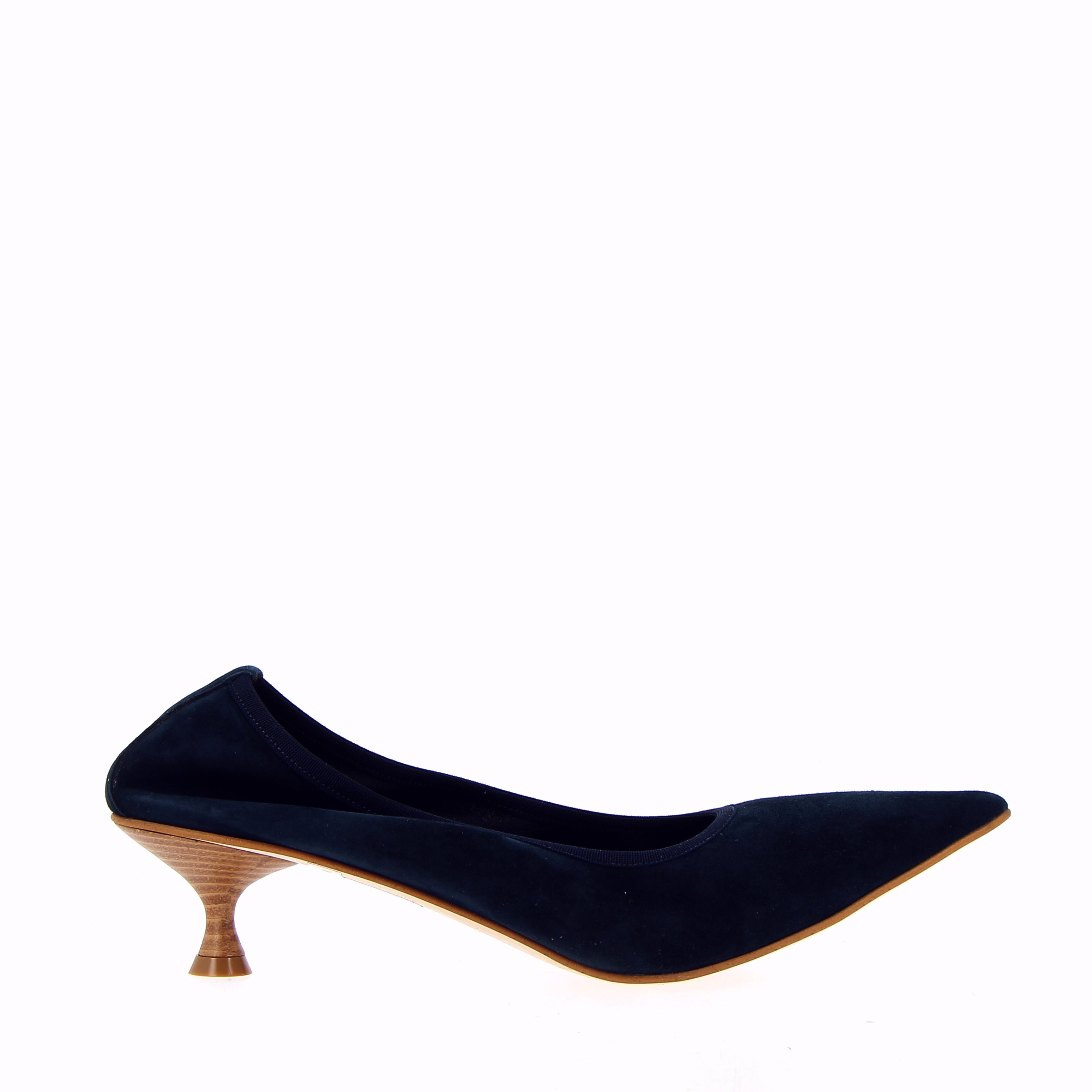 Pucker pump in camoscio blu sfoderato