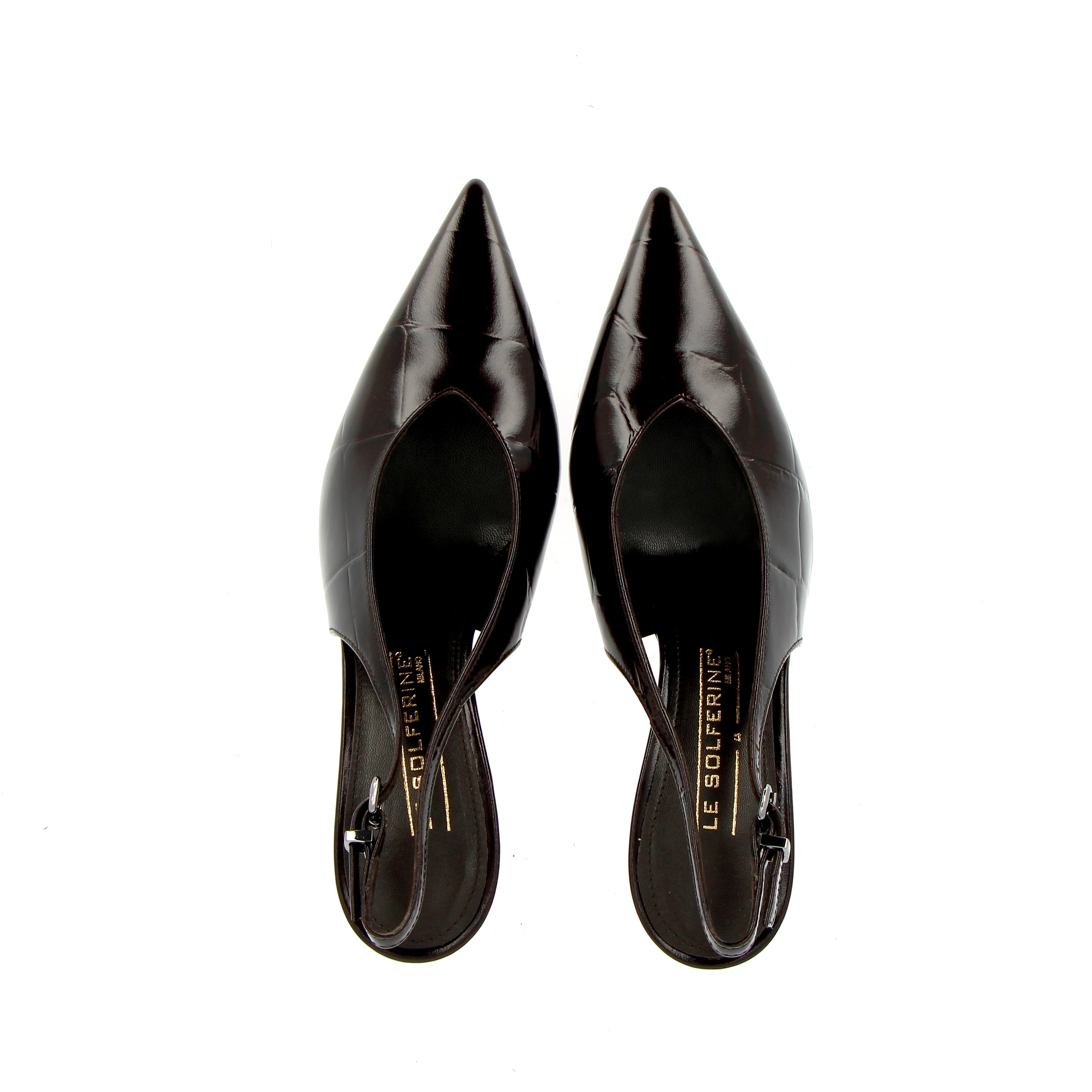 Slingback in pelle stampa cocco testa di moro