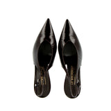 Slingback in pelle stampa cocco testa di moro