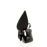 Slingback in pelle stampa cocco testa di moro