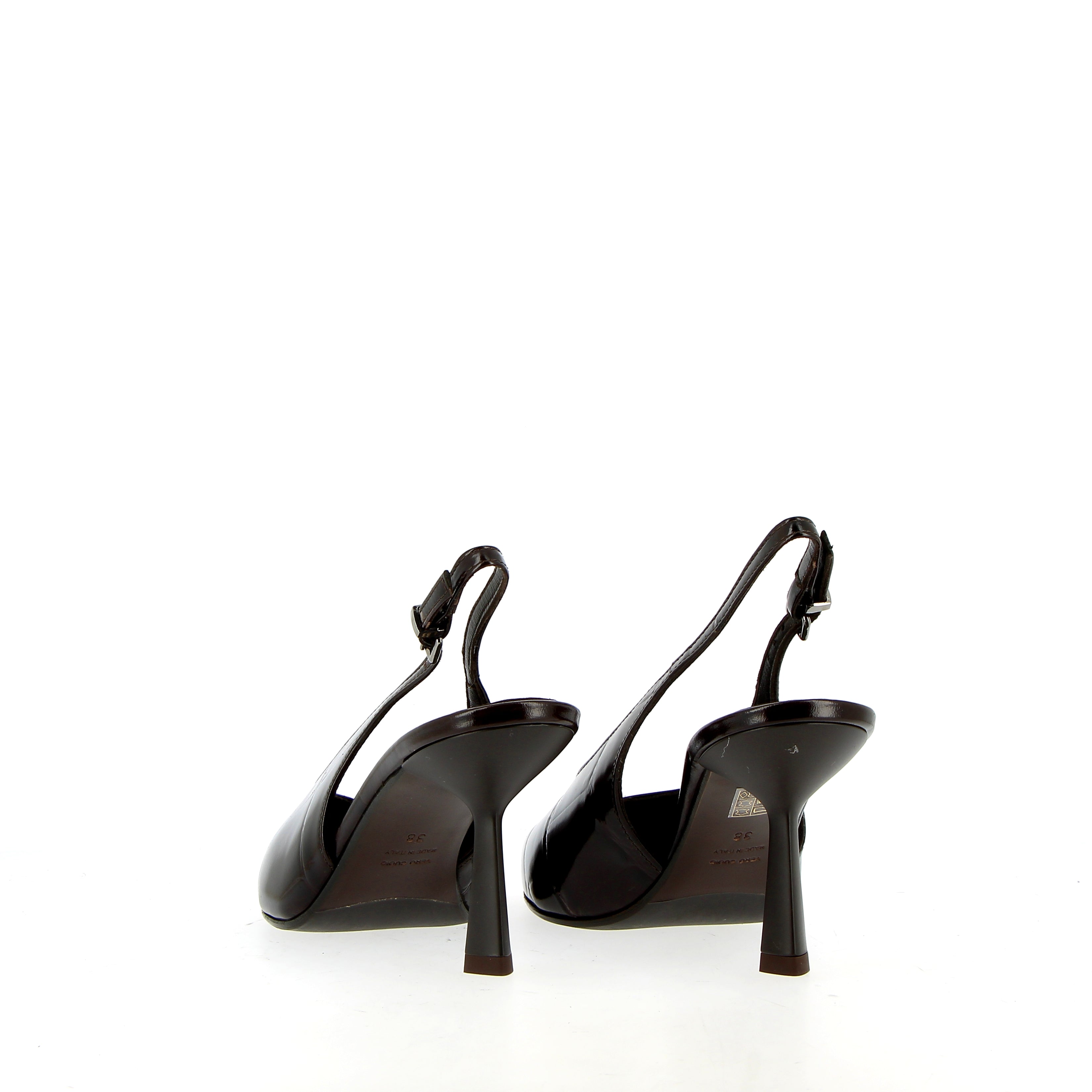 Slingback in pelle stampa cocco testa di moro