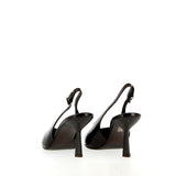 Slingback in pelle stampa cocco testa di moro