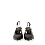 Slingback in pelle stampa cocco testa di moro