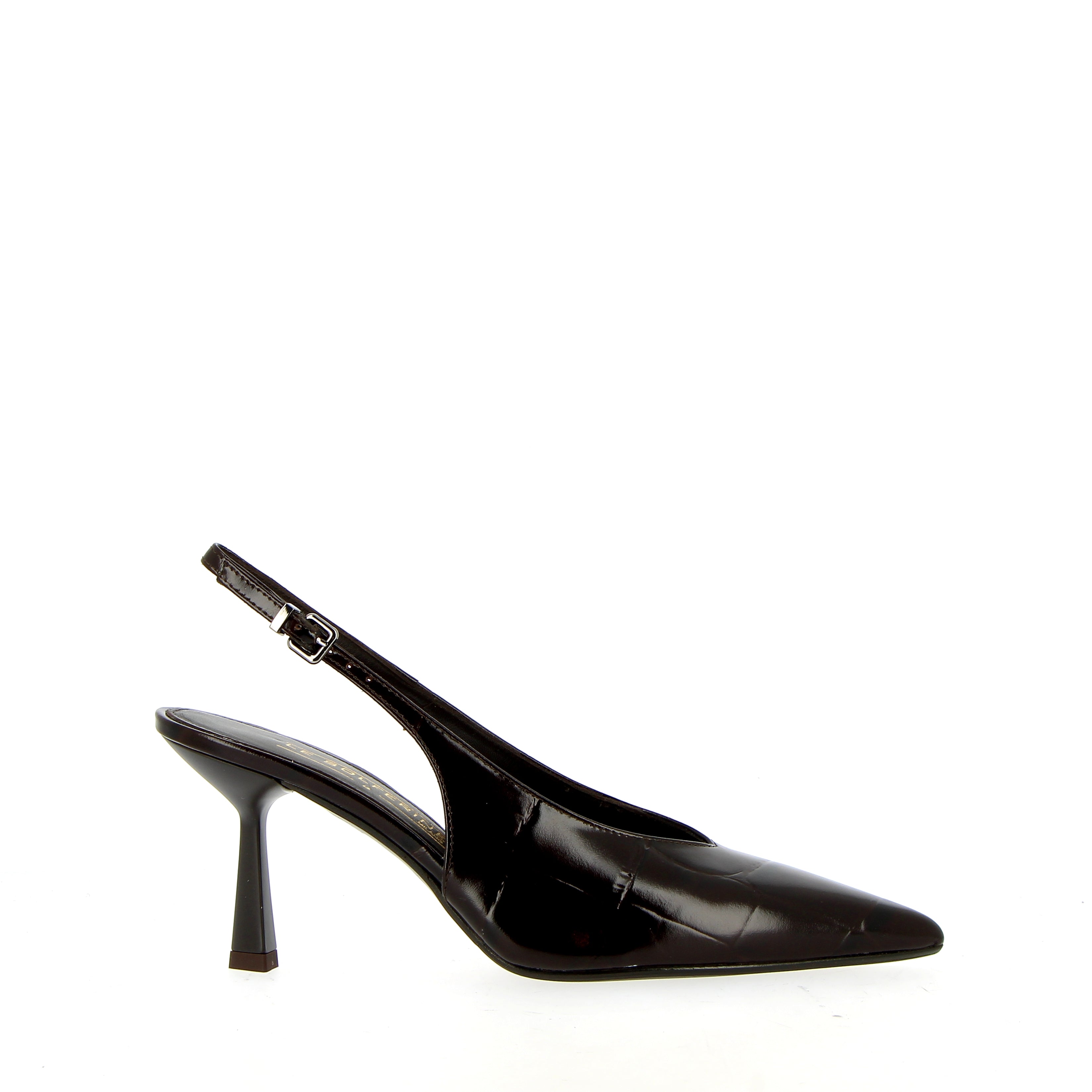 Slingback in pelle stampa cocco testa di moro