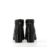 Summer ankle boot in black braided leather