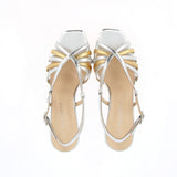 Steel and gold metal strap sandal