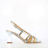Steel and gold metal strap sandal