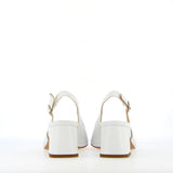 White slingback sandal with medium heel