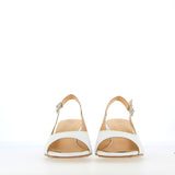 White slingback sandal with medium heel