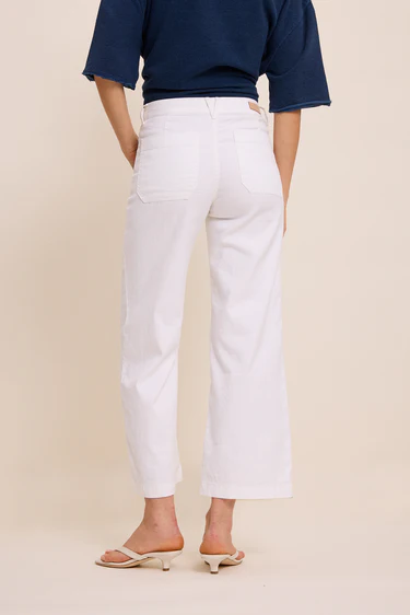 Lucia Crop Wide White Trousers
