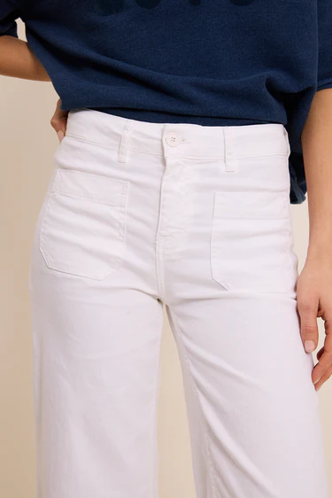 Lucia Crop Wide White Trousers