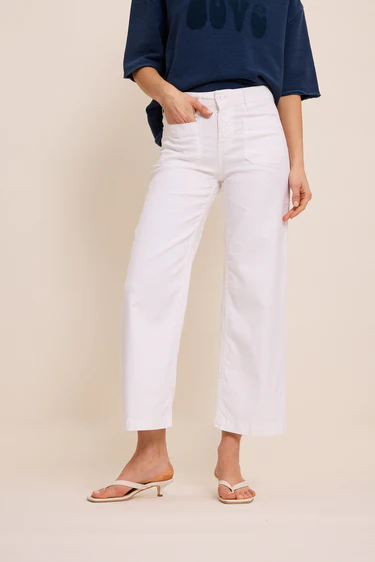 Lucia Crop Wide White Trousers