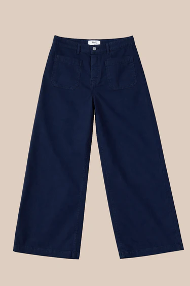 Lucia Crop Wide navy blue trousers