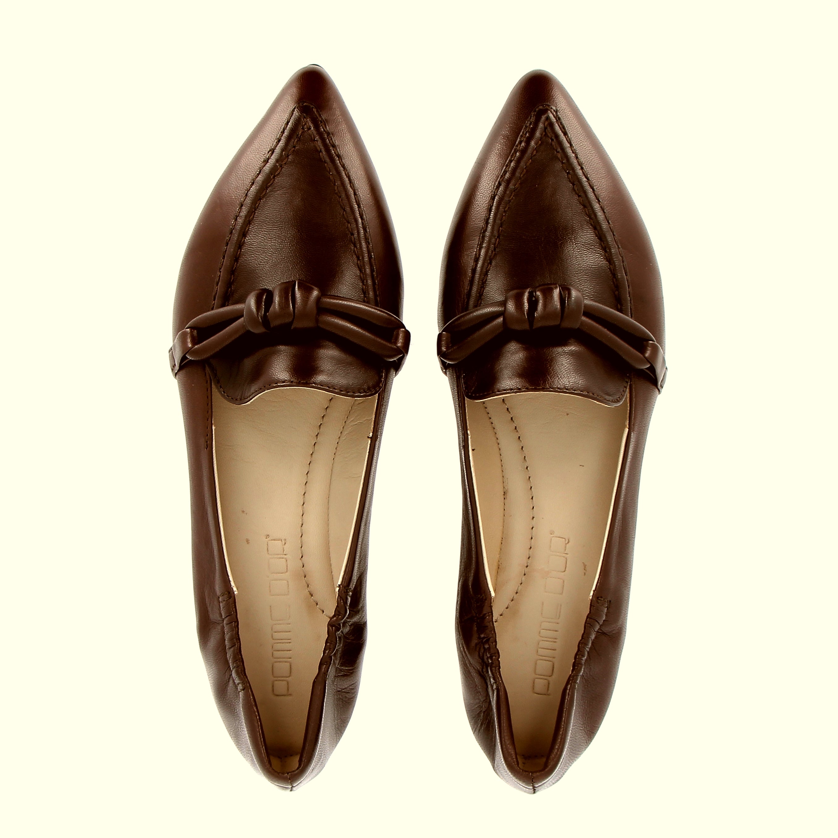 Pointed loafer in supersoft chocolate leather