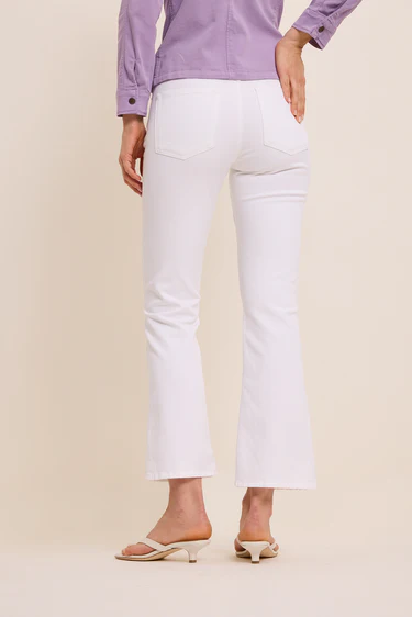 White Maylan cropped flare trousers