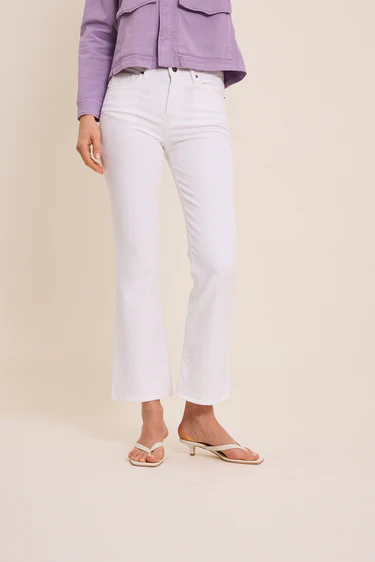 White Maylan cropped flare trousers