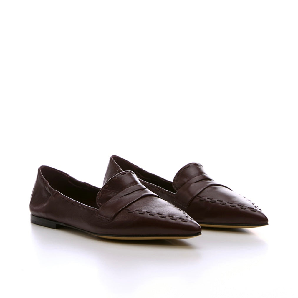 Mocassino a punta in nappa da guanto espresso