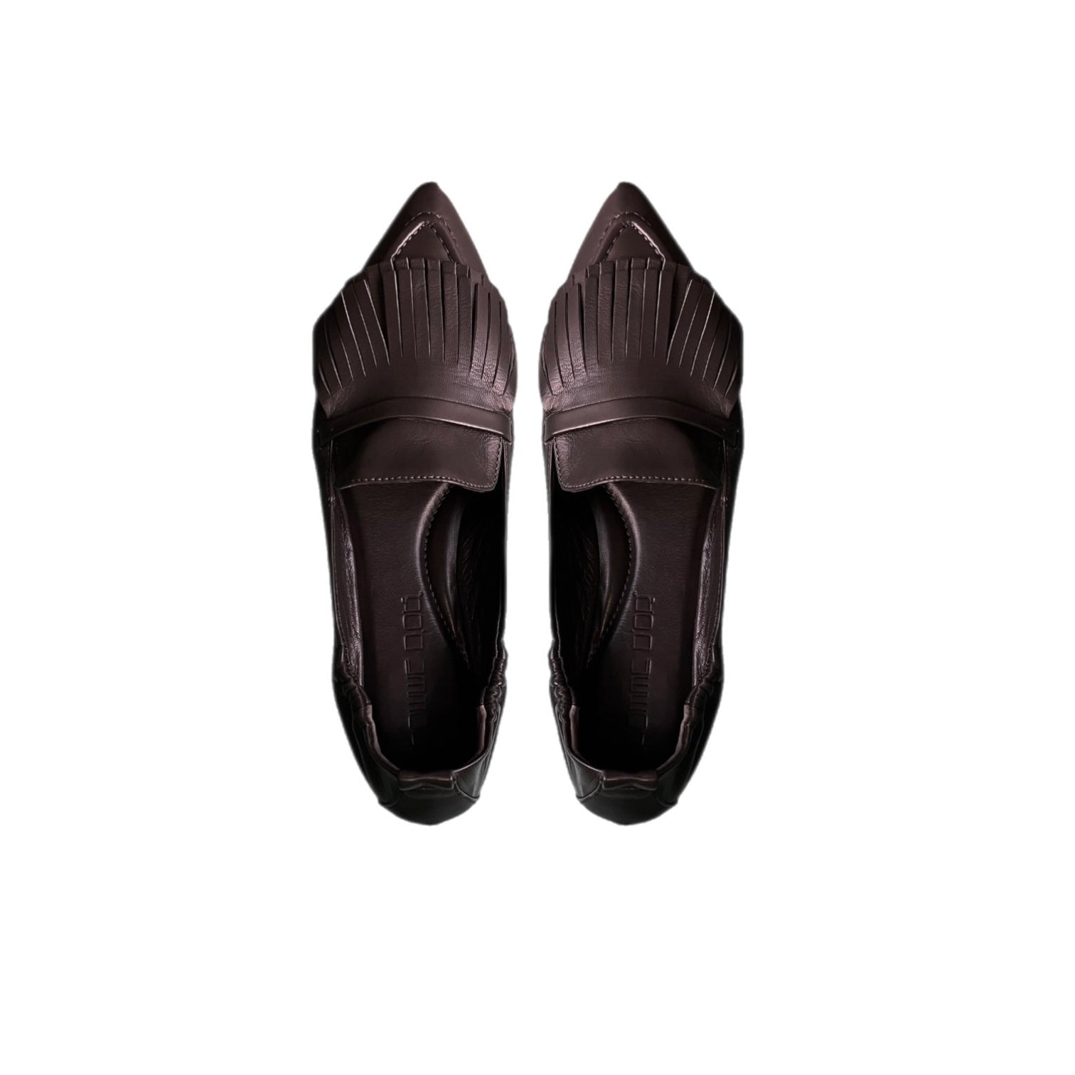 Mocassino in nappa da guanto dusty brown con frangia