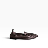 Mocassino in nappa da guanto dusty brown con frangia