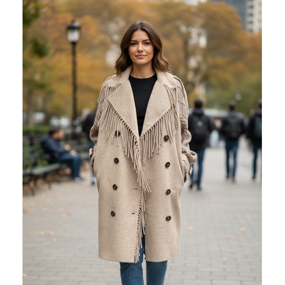 Coat with fringes