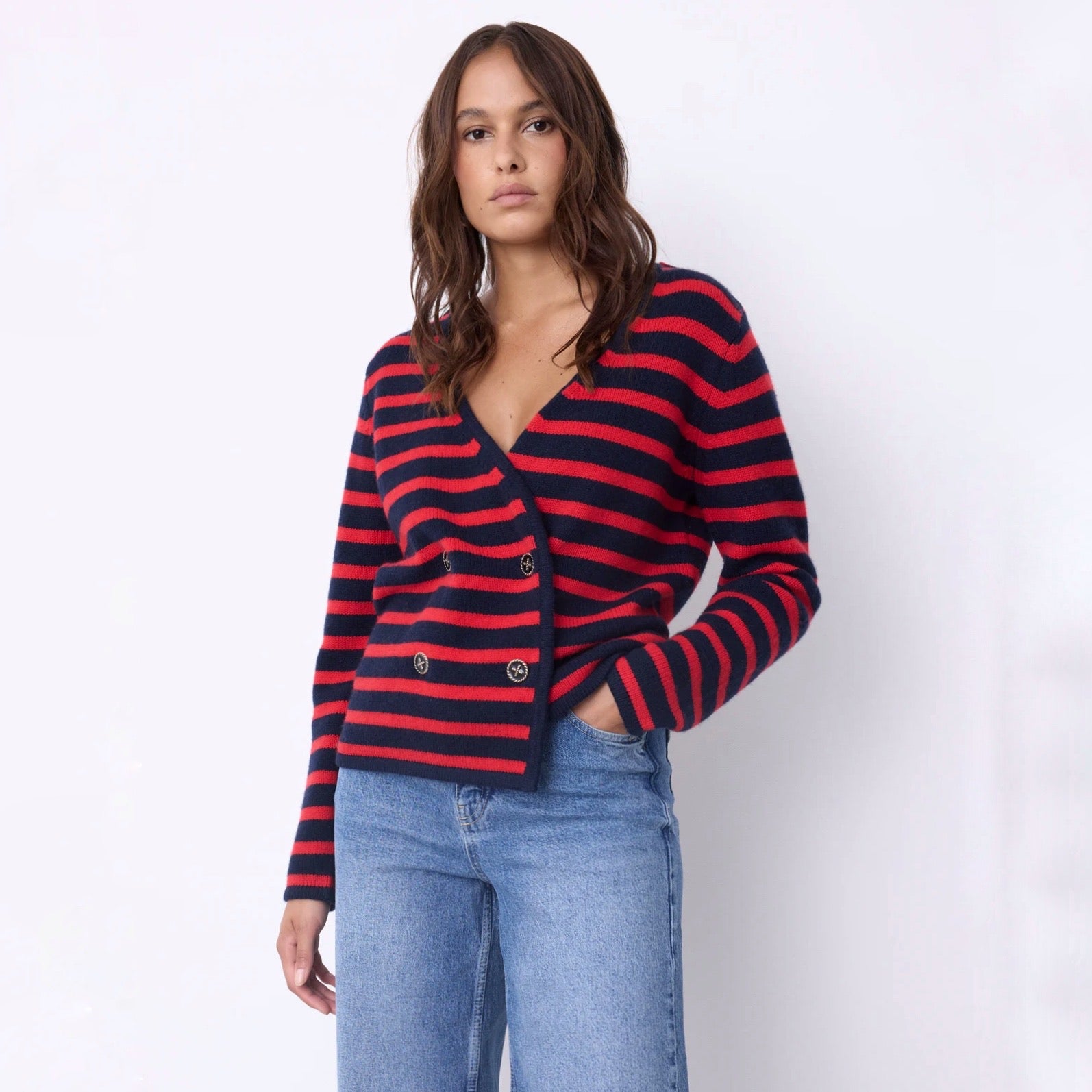 Maglione doppiopetto a righe Molly