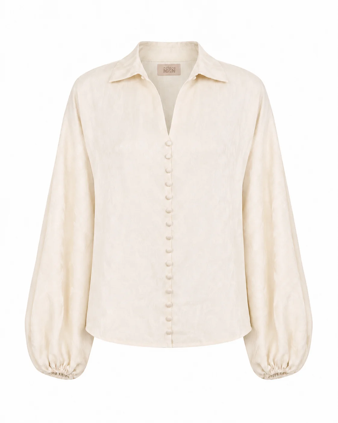 Camicetta in raso jacquard avorio