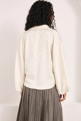 Camicetta in raso jacquard avorio