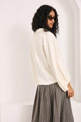 Camicetta in raso jacquard avorio