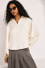 Camicetta in raso jacquard avorio
