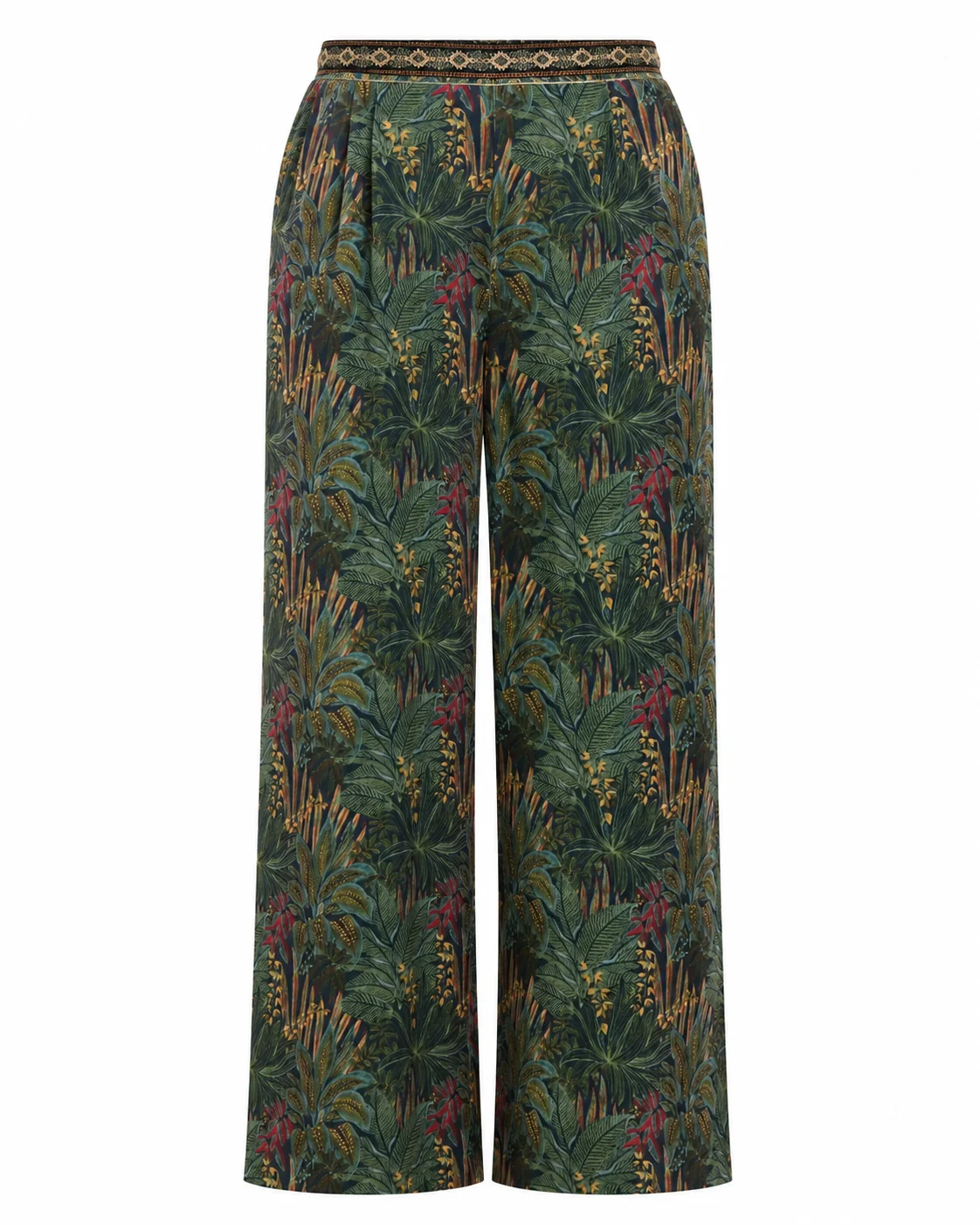 Pantaloni in velluto con stampa botanica