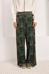 Pantaloni in velluto con stampa botanica