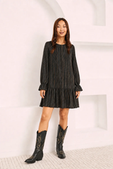 Abito corto in lurex a righe