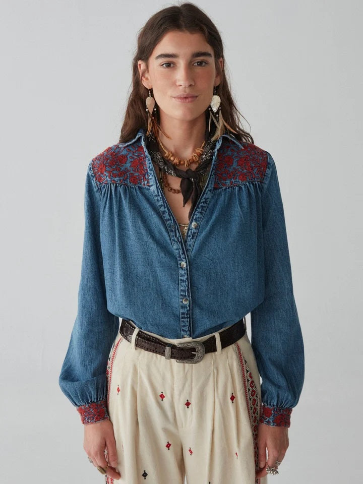 Tina blouse in Cachemira Moutarde