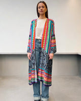 Long kimono with pleated ruffle