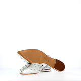 Sling back in pelle argento con borchie