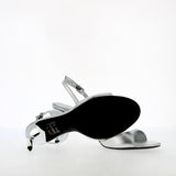 Sandalo alto in pelle argento con cinturino