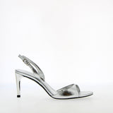 Sandalo alto in pelle argento con cinturino