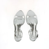 Sandalo alto in pelle argento con cinturino