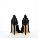 Black leather stiletto pump with studs