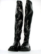 Black cuissard stretch naplack boot  