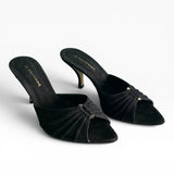 Mule a punta con tacco 80 in camoscio nero
