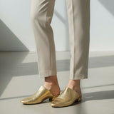 Sabot in morbida pelle oro anticato