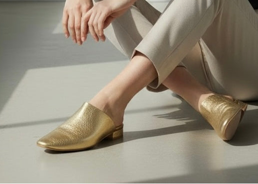 Sabot in morbida pelle oro anticato