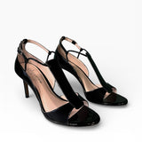 Sandalo in vernice nera con cinturino