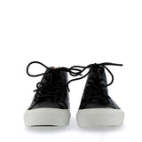Black leather sneaker with back zip