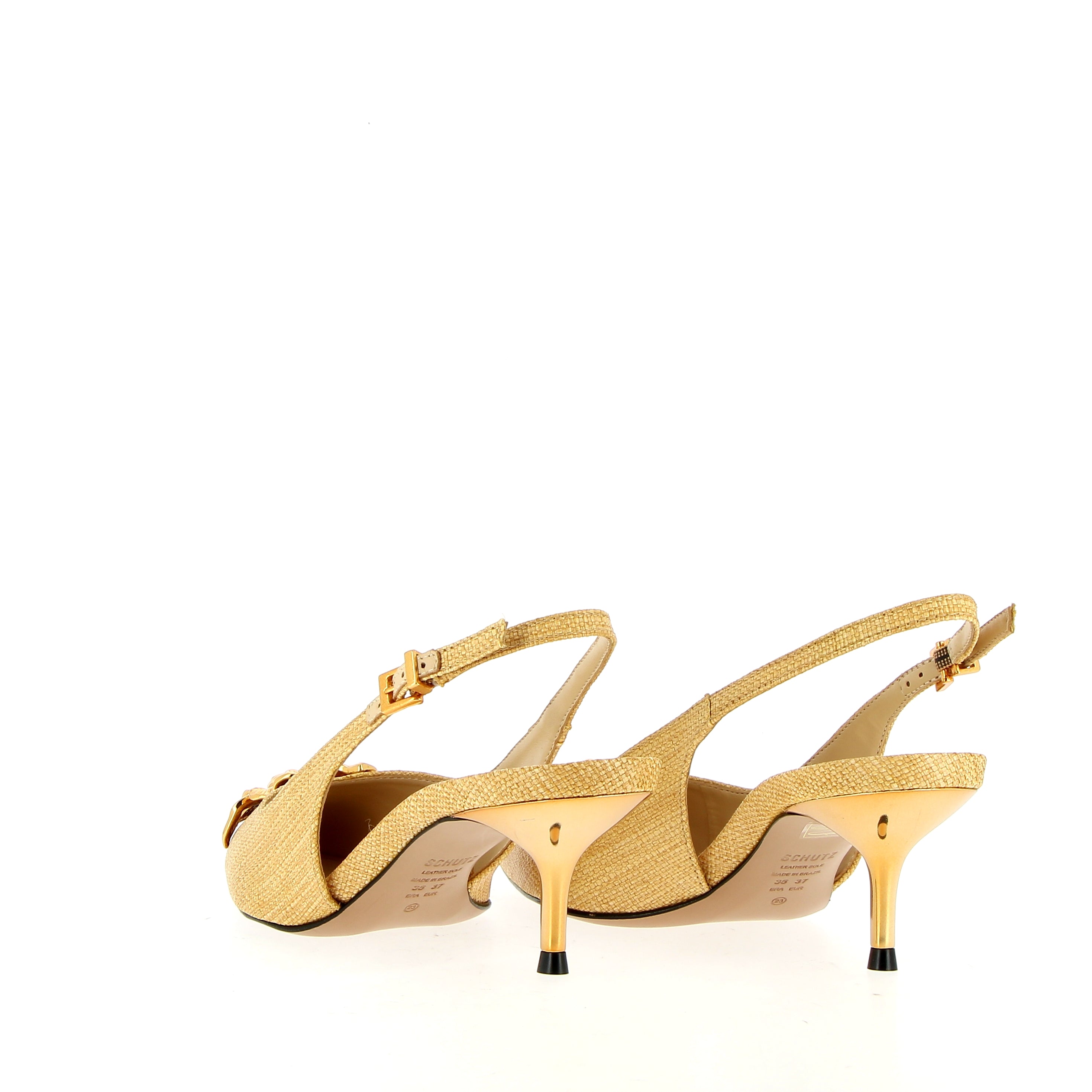 Slingback in raffia beige con accessorio