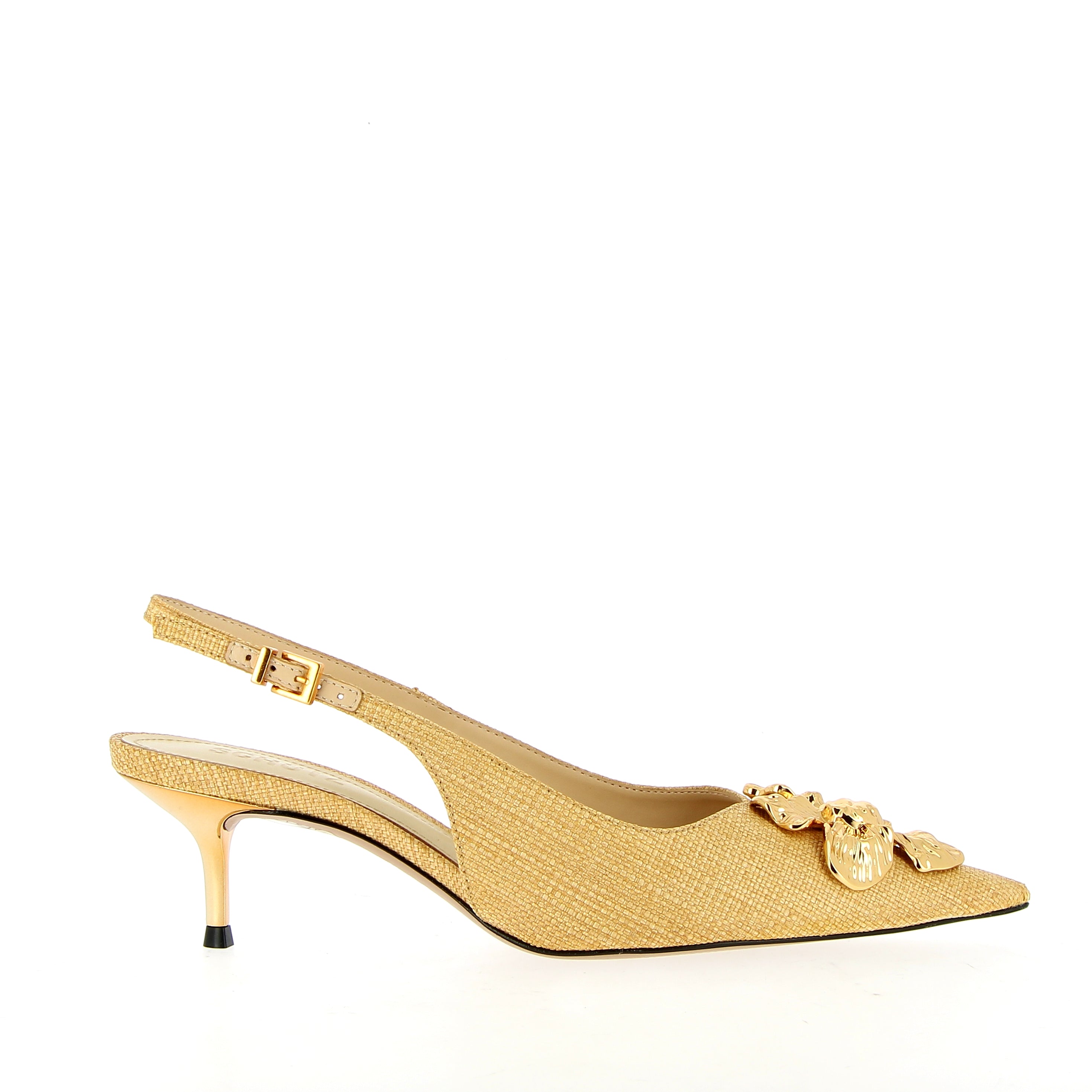 Slingback in raffia beige con accessorio